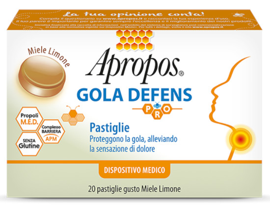 APROPOS GOLA DEFENS PRO 20 PASTIGLIE MIELE LIMONE - maxifarmacia.it