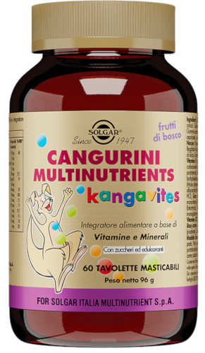 SOLGAR CANGURINI MULTINUTRIENTS  DA 60 TAVOLETTE MASTICABILI GUSTO FRUTTI BOSCO  - maxifarmacia.it