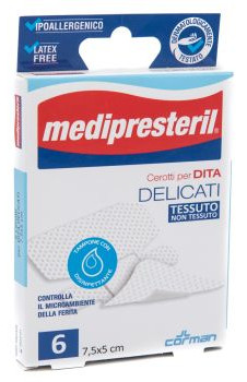 MEDIPRESTERIL 6 CEROTTI PER DITA DELICATI IN TNT 7,5X5CM - maxifarmacia.it