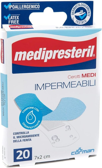 MEDIPRESTERIL 20 CEROTTI MEDI IMPERMEABILI 7X2CM - maxifarmacia.it