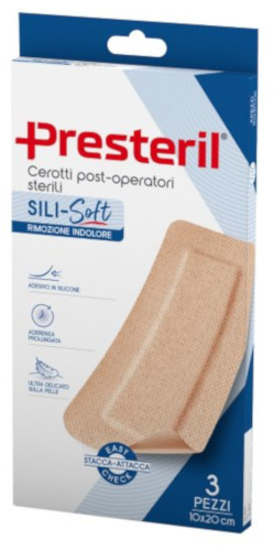PRESTERIL SILI-SOFT SKIN POST OPERATORIO 10X20 CM 3 CEROTTI - maxifarmacia.it