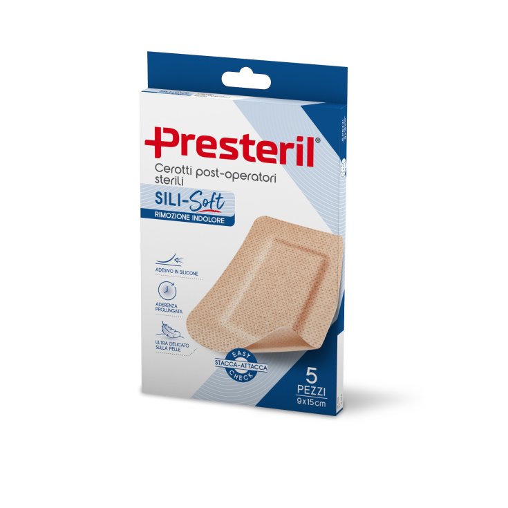 PRESTERIL SILI-SOFT SKIN POST OPERATORIO 9X15 CM 5 CEROTTI - maxifarmacia.it