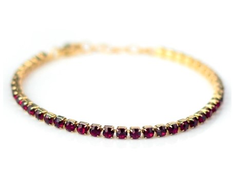 COLLANA TENNIS DORATO CRISTALLI RUBINO - maxifarmacia.it