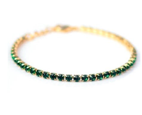 COLLANA TENNIS DORATO CRISTALLI SMERALDO - maxifarmacia.it