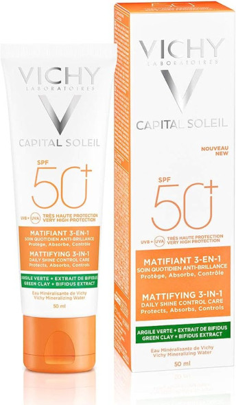 VICHY CAPITAL SOLEIL OPACIZZANTE 3 in 1 EFFETTO MAT SPF 50+ 50ml - maxifarmacia.it