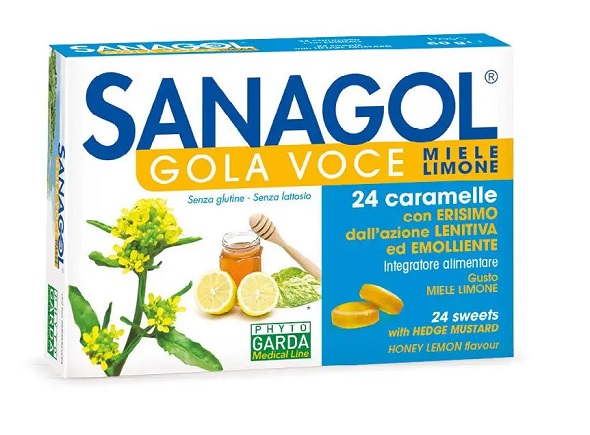 SANAGOL GOLA VOCE MIELE LIMONE 24+12 CARAMELLE - maxifarmacia.it
