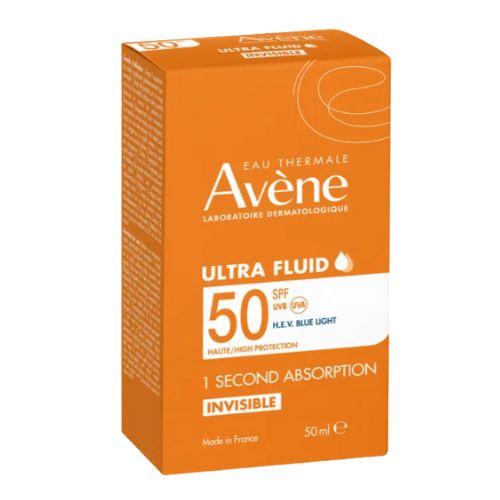 AVENE SOLARE ULTRA FLUIDO LUMINOSITA' SPF50+ VISO E COLLO DA 50 ML - maxifarmacia.it