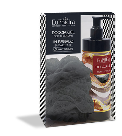 EUPHIDRA COFANETTO DOCCIA GEL FIORI DI COTONE 400 ML + SHOWER PUFF - maxifarmacia.it