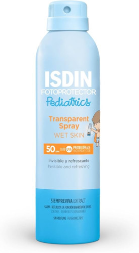 ISDIN FOTOPROTECTOR TRASPARENT SPRAY WET SKIN  PEDIATRICS SPF50 DA 250 ML - maxifarmacia.it