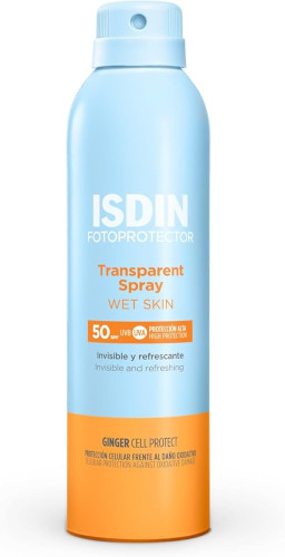 ISDIN FOTOPROTECTOR TRANSPARENT WET SKIN SPRAY SPF50+ DA 250 ML - maxifarmacia.it