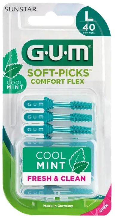 GUM SOFT PICK COMFORT FLEX COOL MINT LARGE SCOVOLINI 40 PEZZI - maxifarmacia.it