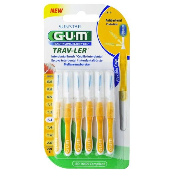 GUM TRAVLER 6 SCOVOLINI GIALLI 1.3 - maxifarmacia.it