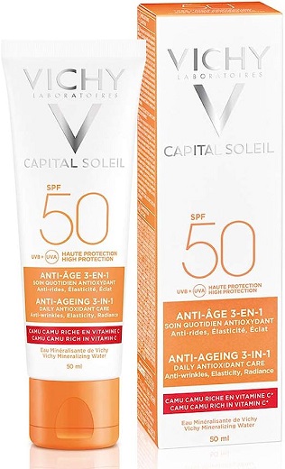 VICHY CAPITAL SOLEIL TRATTAMENTO QUOTIDIANO 3 in 1 ANTI-ETA' SPF50 da 50ml - maxifarmacia.it