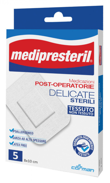 MEDIPRESTERIL 5 MEDICAZIONI POST OPERATORIE DELICATE STERILI 8X10 CM - maxifarmacia.it