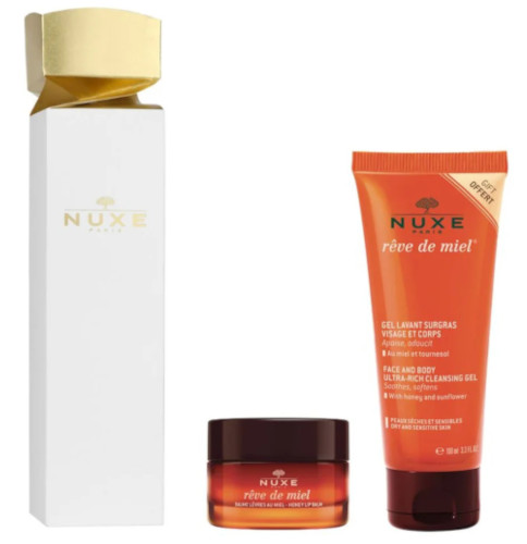 NUXE CRACKER REVE DE MIEL BAUME LEVRES + REVE DE MIEL DOCCIA GEL LAVANT SURGRASS - maxifarmacia.it