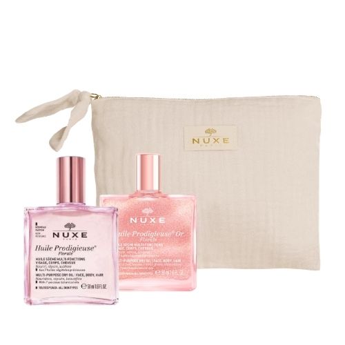 NUXE ICONIC DUO OLIO PRODIGIEUSE FLORAL 50ML + OLIO PRODIGIEUSE FLORAL OR 50ML CON POUCH IN OMAGGIO - maxifarmacia.it
