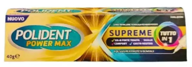 POLIDENT POWER MAX SUPREME TUTTO IN 1 CREMA ADESIVA PROTESI 40 G - maxifarmacia.it