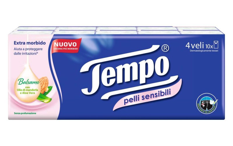 TEMPO FAZZOLETTI PELLI SENSIBILI 10 PEZZI - maxifarmacia.it