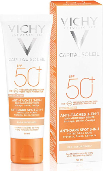VICHY CAPITAL SOLEIL TRATTAMENTO 3 in 1 ANTI-MACCHIE SPF50+ 50ml - maxifarmacia.it