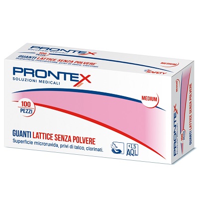 PRONTEX GUANTO IN LATTICE SENZA POLVERE MEDIO 100 PEZZI - maxifarmacia.it