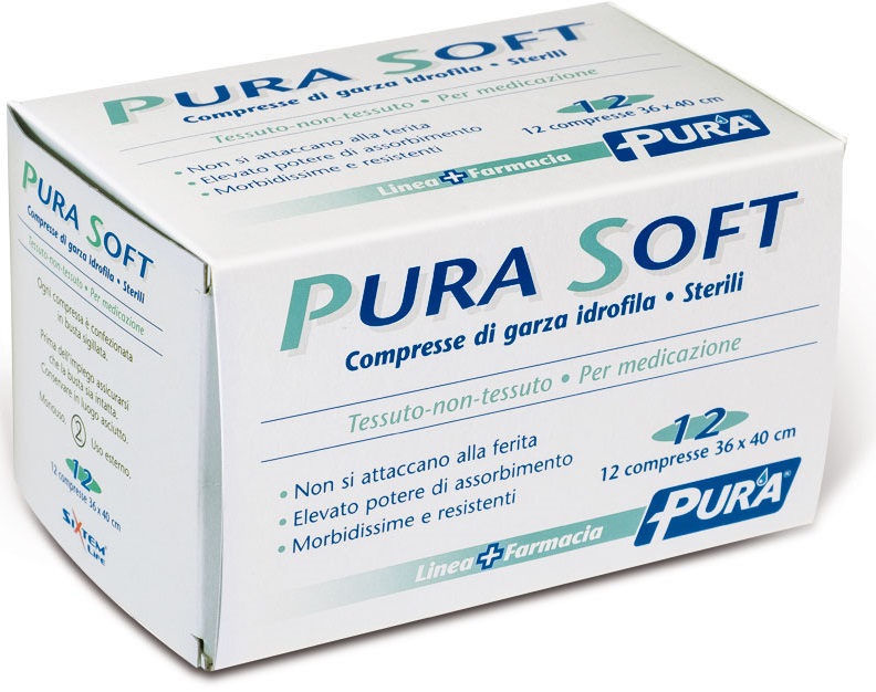 GARZA IN TESSUTO NON TESSUTO PURA SOFT 36X40CM 12 PEZZI - maxifarmacia.it