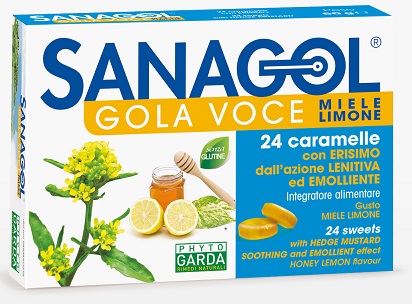 SANAGOL GOLA VOCE MIELE LIMONE 24 CARAMELLE - maxifarmacia.it