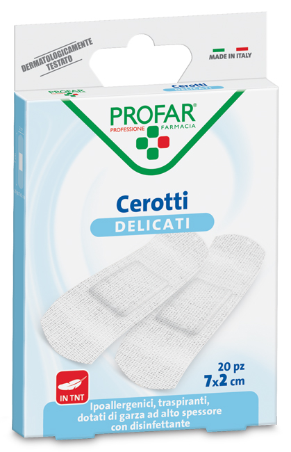 CEROTTO TESSUTO NON TESSUTO DELICATO MEDI 7X2 CM 20 PEZZI PROFAR - maxifarmacia.it