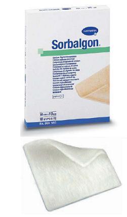 SORBALGON COMPRESSA IN FIBRE DI ALGINATO DI CALCIO 10X20X5PZ - maxifarmacia.it