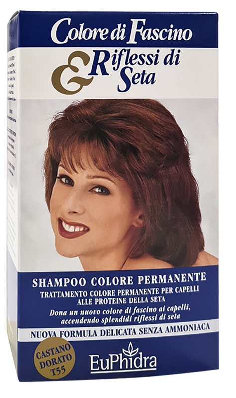 EUPHIDRA COLORE DI FASCINO & RIFLESSI DI SETA SHAMPOO COLORE PERMANENTE 55 CASTANO DORATO 120 ML - maxifarmacia.it