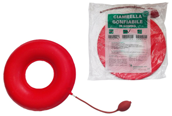 CIAMBELLA GONFIABILE PER INVALIDI IN GOMMA ROSSA TEAM DELUXE CON POMPA 43CM DIAMETRO - maxifarmacia.it