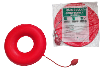 CIAMBELLA GONFIABILE PER INVALIDI IN GOMMA ROSSA TEAM DELUXE CON POMPA 45CM DIAMETRO - maxifarmacia.it