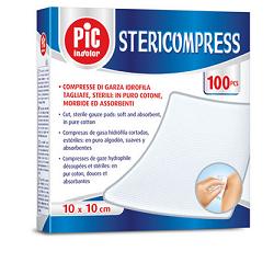 GARZA COMPRESSA IDROFILA PIC STERICOMPRESS 10X10 CM 4 BUSTE  25 PEZZI - maxifarmacia.it