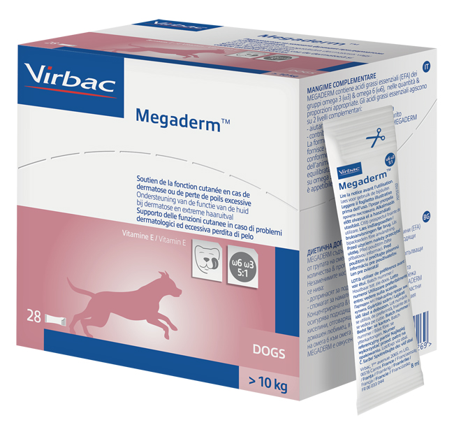 MEGADERM SUPPLEMENTO CANI SUPERIORI A 10 KG SCATOLA DA 28 SACCHETTI MONODOSE 4 ML - maxifarmacia.it