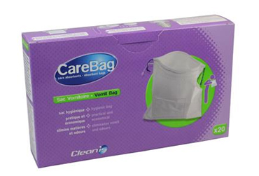 CAREBAG SACCHETTO VOMITO + GEL MAX TAMPONE SUPERASSORBENTE PER GELIFICARE CONTENUTO E TOGLIERE ODORE 20 PEZZI - maxifarmacia.it