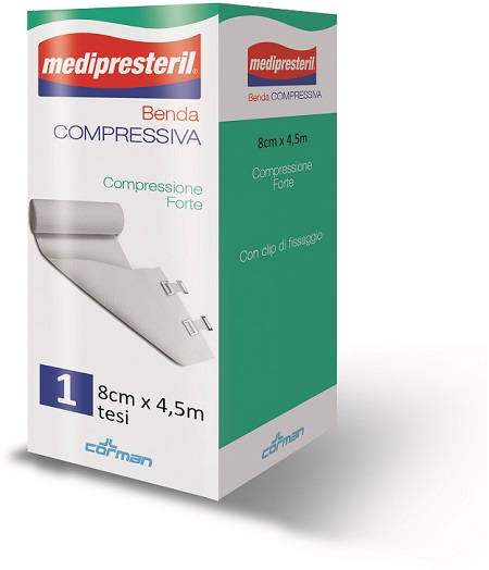 BENDA MEDIPRESTERIL COMPRESSIONE FORTE M4,5X8CM TESI - maxifarmacia.it