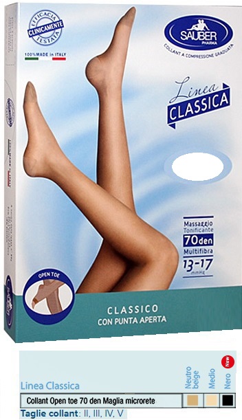 SAUBER COLLANT OPEN TOE MAGLIA MICRORETE 70 DEN COLORE NEUTRO BEIGE 4 LINEA CLASSICA - maxifarmacia.it