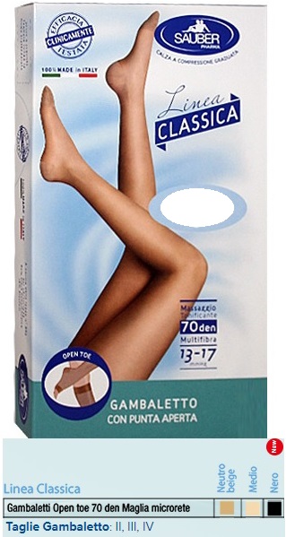 SAUBER GAMBALETTO OPEN TOE MAGLIA MICRORETE 70 DEN COLORE MEDIO TAGLIA 3 LINEA CLASSICA - maxifarmacia.it