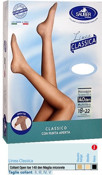 SAUBER COLLANT OPEN TOE MAGLIA MICRORETE 140 DEN COLORE NEUTRO BEIGE 4 LINEA CLASSICA - maxifarmacia.it