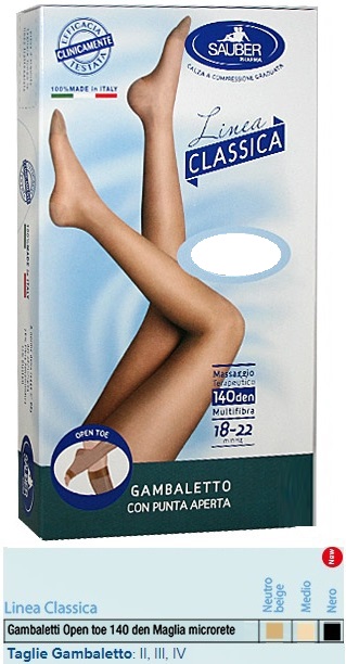 SAUBER GAMBALETTO OPEN TOE MAGLIA MICRORETE 140 DEN COLORE NEUTRO BEIGE TAGLIA 4 LINEA CLASSICA - maxifarmacia.it