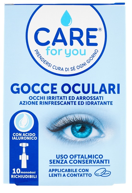 CARE FOR YOU GOCCE OCULARI OCCHI IRRITATI ARROSSATI 10 MONODOSE DA 0,5 ML - maxifarmacia.it