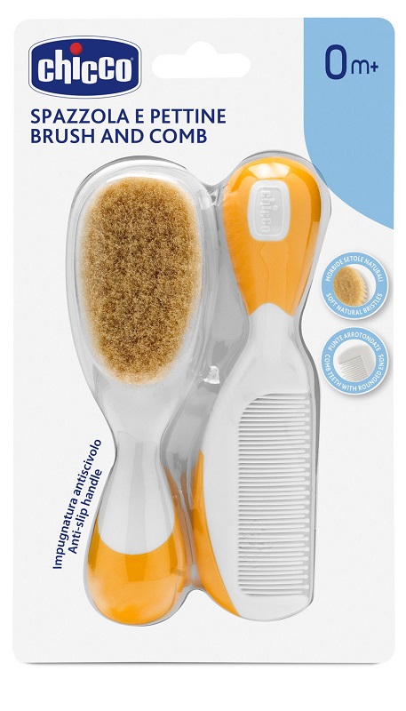 CHICCO SET ARANCIONE SPAZZOLA E PETTINE 0M+ - maxifarmacia.it