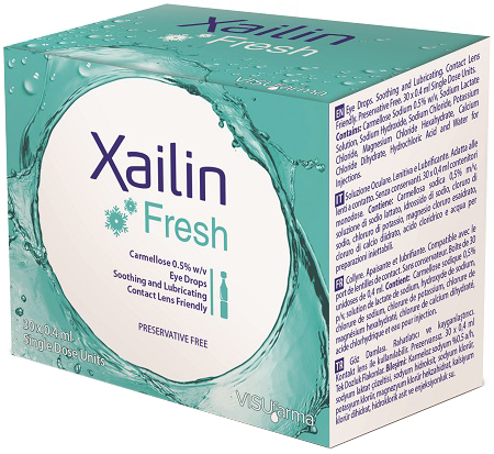 XAILIN FRESH GOCCE OCULARI CARBOSSIMETILCELLULOSA 0,5% 30 FLACONCINI MONODOSE 0,4 ML - maxifarmacia.it