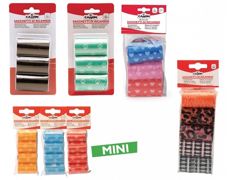 SACCHETTI RICARICA COLORATI 8 CONFEZIONI DA 10 ROTOLI COMPOSTI DA 20 SACCHETTI - maxifarmacia.it