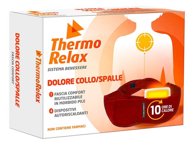 THERMORELAX FASCIA DOLORE COLLO SPALLE FASCIA+4 DISPOSITIVI AUTORISCALDANTI - maxifarmacia.it