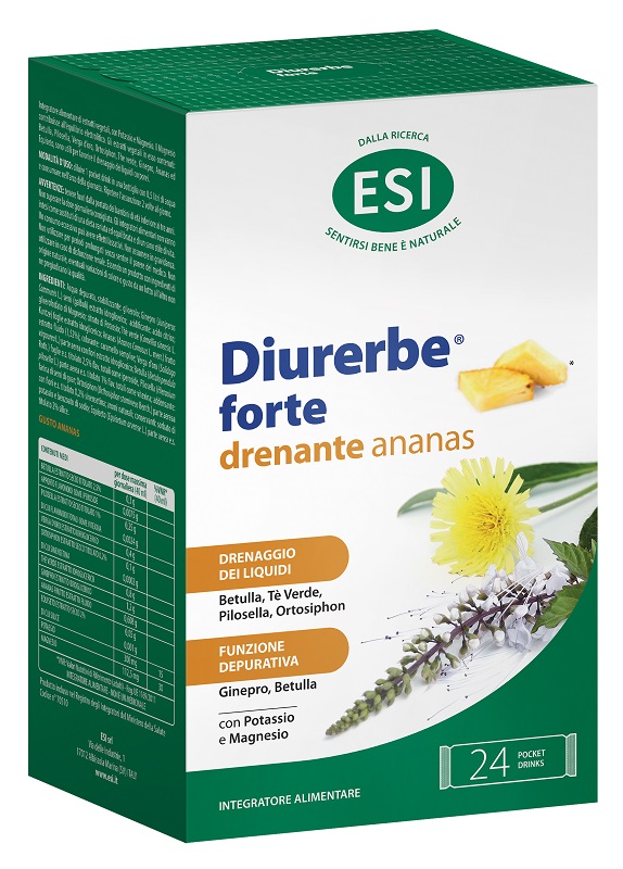 ESI DIURERBE FORTE DRENANTE ANANAS 24 POCKET DRINK DA 20 ML - maxifarmacia.it