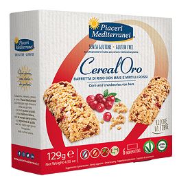PIACERI MEDITERRANEI CEREALORO BARRETTA DI RISO CON MAIS E MIRTILLI ROSSI 6 PEZZI DA 21,5 G - maxifarmacia.it