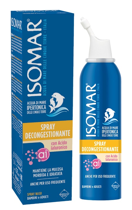 ISOMAR NASO SOLUZIONE IPERTONICA + ACIDO IALURONICO DECONGESTIONANTE SPRAY 100 ML - maxifarmacia.it