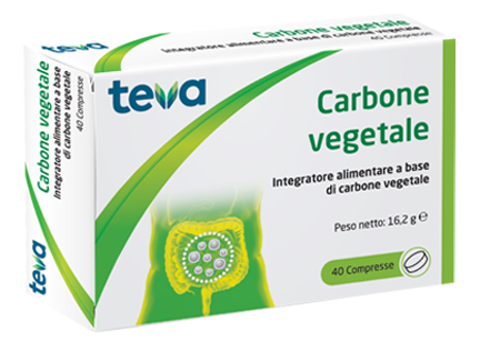 CARBONE VEGETALE TEVA 40 COMPRESSE 16,2 G - maxifarmacia.it