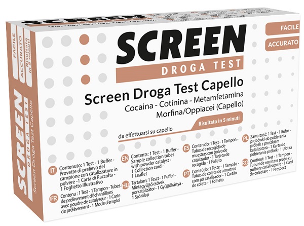 SCREEN DROGA TEST 4 SOSTANZE TRAMITE CAPELLI TEST ANTIDROGA CAPELLO - maxifarmacia.it