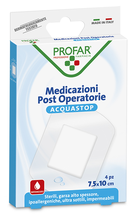ACQUASTOP MEDICAZIONE POST OPERATORIA 7,5X10 CM PROFAR MED 4 PEZZI - maxifarmacia.it